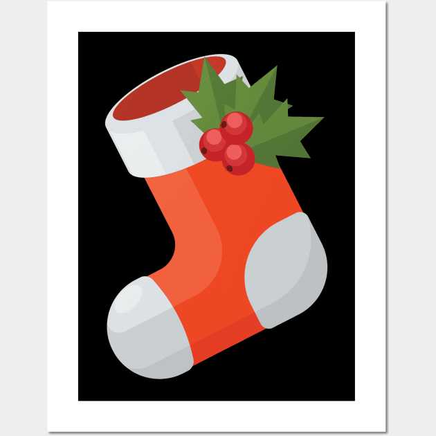 Christmas Stocking With Berries Wall Art by MonkeyBusiness